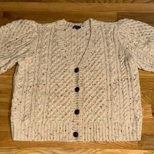 Rails Brand Speckled Button Down Capped Short Sleeve Sweater sz M